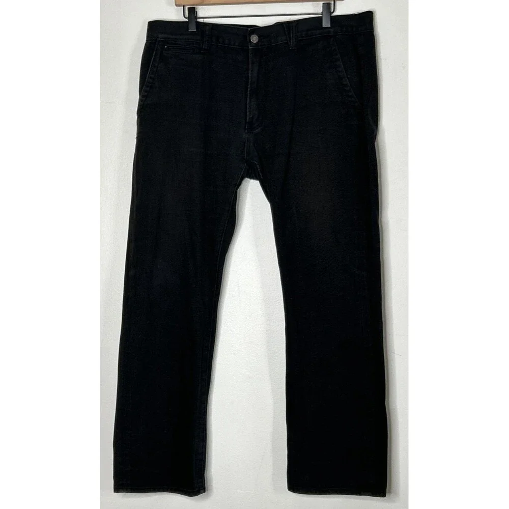 The Hundreds Black Denim Jeans Rear Button Flap Pockets Sword Logo Mens Size 40